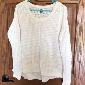 Boxy High-low White Sweater